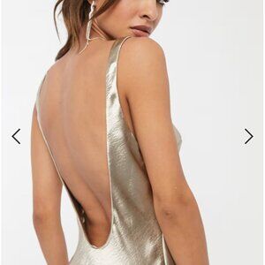 ASOS DESIGN scoop back bias cut satin maxi dress in champagne